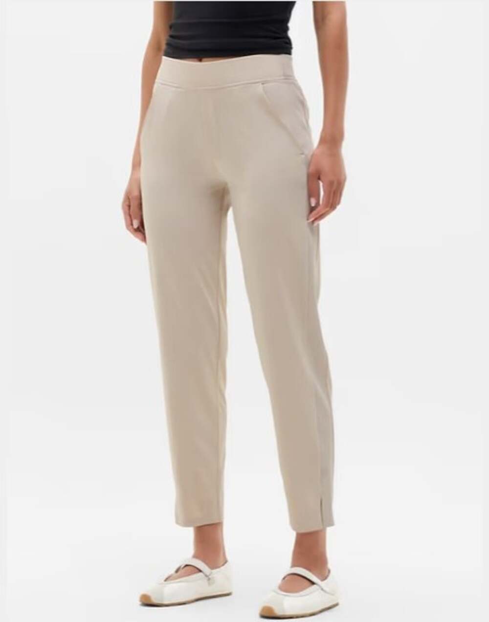 Athleta Brooklyn Mid Rise Ankle Pants Abalone Cream 8 Athleisure Comfy